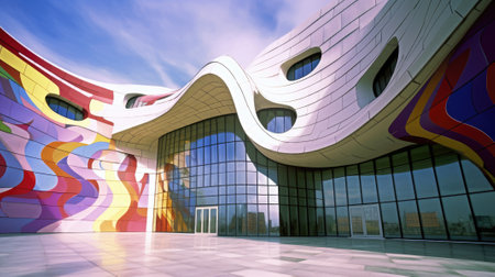 cultural center, close up view, playful design, school kid, colorful, multicolor, creativity, creative, architecture background, abstract. beautiful Generative AI AIG32の素材