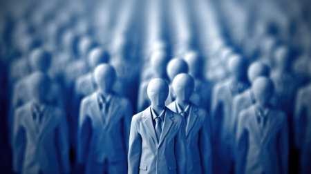 leadership conceptual image, a true born leader standing in front of the cheering crowd, white and blue. beautiful Generative AI AIG32の素材