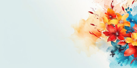 beautiful abstract red yellow blue watercolor floral design background. beautiful Generative AI AIG32の素材