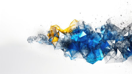 Abstract watercolor artwork mixed with buzzy geometric shapes for background of social media banner generative AI imageの素材