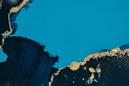 Original artwork photo of marble ink abstract art. High resolution photograph from exemplary original painting. Abstract painting was painted on HQ paper texture to create smooth marbling pattern.の写真素材