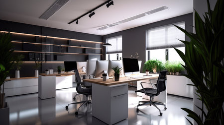 Inspiring office interior design Contemporary style Corporate Office featuring Minimalist design architecture. Generative AI AIG 31.の素材