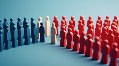 discrimination conceptual image, people divided, miniature toy model, red and blue color. beautiful Generative AI AIG32の素材
