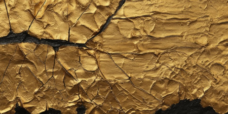 Dry Gold Green leaves Surface textured background, realism, realistic, hyper realistic. Generative AI image weber.の素材