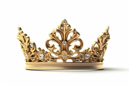 3d rendering golden crown isolated on white background. beautiful Generative AI AIG32の素材