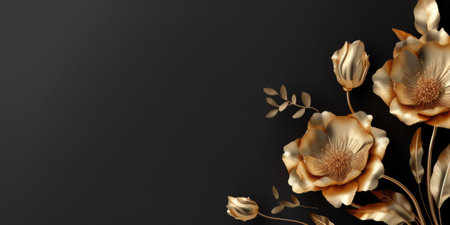 Beautiful abstract black and gold luxury floral design background. beautiful Generative AI AIG32の素材