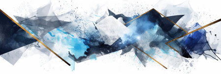Abstract watercolor artwork mixed with buzzy geometric shapes for background of social media banner generative AI imageの素材