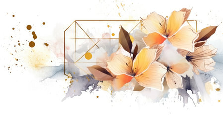 Watercolor abstract design for background of wedding or buzzy social media banner on white background generative AIの素材