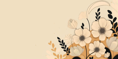Beautiful abstract beige simple doodle cartoon floral design background. beautiful Generative AI AIG32の素材