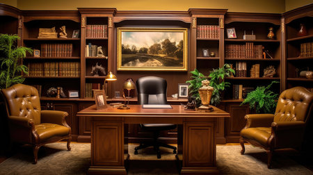 Inspiring office interior design Classic style Corporate Office featuring Timeless elegance architecture. Generative AI AIG 31.の素材