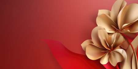 Beautiful abstract red and gold floral design background. beautiful Generative AI AIG32の素材