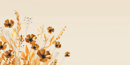 Beautiful abstract gold simple doodle cartoon floral design background. beautiful Generative AI AIG32の素材