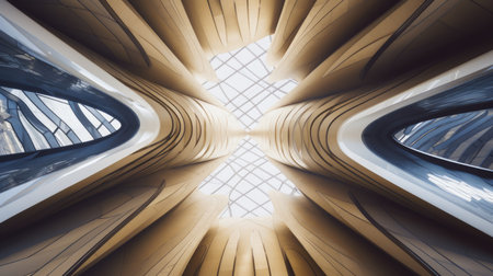 Architectural abstract background with gold and grey color. Generative AI image AIG30.の素材