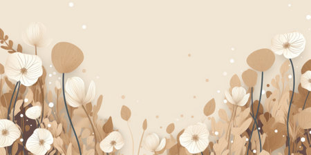 Beautiful abstract beige and white simple doodle cartoon floral design background. beautiful Generative AI AIG32の素材