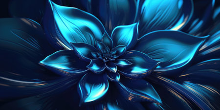 Beautiful abstract blue glossy metallic floral design background. beautiful Generative AI AIG32の素材