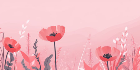 Beautiful abstract pink and green simple doodle cartoon floral design background. beautiful Generative AI AIG32の素材