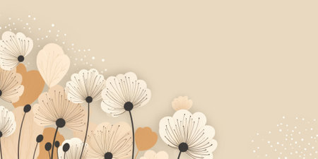 Beautiful abstract beige and white simple doodle cartoon floral design background. beautiful Generative AI AIG32の素材