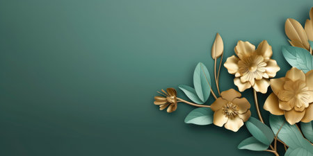 Beautiful abstract gold and green floral design background. beautiful Generative AI AIG32の素材