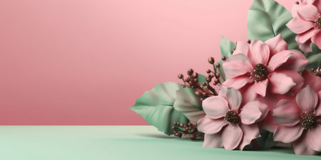 Beautiful abstract pink and green floral design background. beautiful Generative AI AIG32の素材