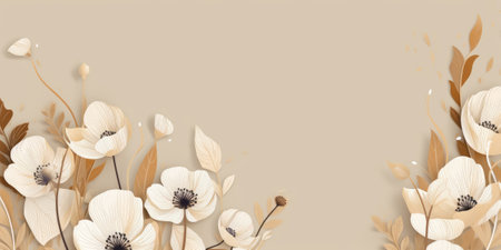 Beautiful abstract beige and white simple doodle cartoon floral design background. beautiful Generative AI AIG32の素材