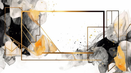 Abstract watercolor artwork mixed with buzzy geometric shapes for background of social media banner generative AI imageの素材