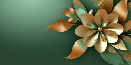 Beautiful abstract green brown glossy metallic floral design background. beautiful Generative AI AIG32の素材
