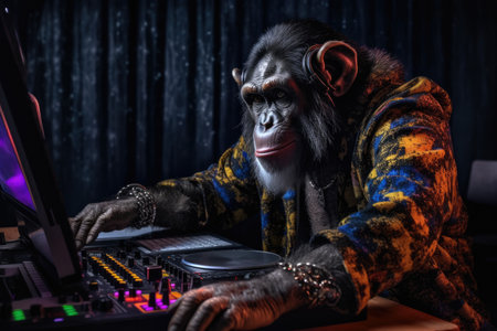 Photo of a DJ chimpanzee. beautiful Generative AI AIG32の素材