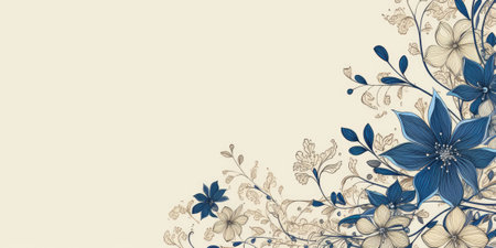 Beautiful abstract beige blue off-white simple doodle cartoon floral design background. beautiful Generative AI AIG32の素材