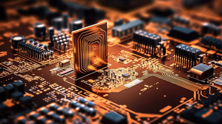 circuit board, processor chips, semiconductor, colorful, smart city,. beautiful Generative AI AIG32の素材