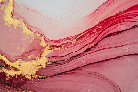 Original artwork photo of marble ink abstract art. High resolution photograph from exemplary original painting. Abstract painting was painted on HQ paper texture to create smooth marbling pattern.の写真素材