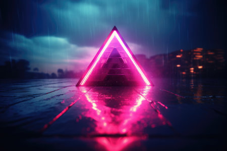 Synthwave Triangle, photorealistic. Generative AI image weber.の素材