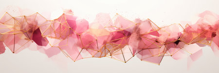 Abstract watercolor artwork mixed with buzzy geometric shapes for background of social media banner generative AI imageの素材