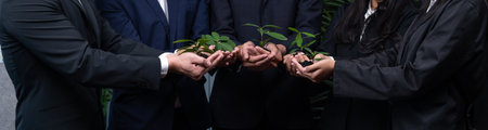 Sustainable eco-friendly business investment on forest regeneration by group of business people...