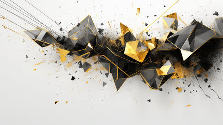 Abstract watercolor artwork mixed with buzzy geometric shapes for background of social media banner generative AI imageの素材