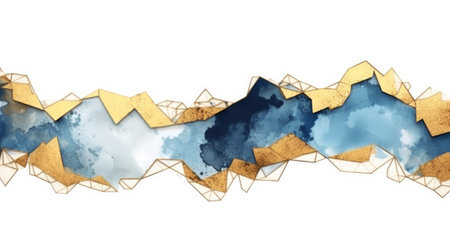 Abstract watercolor artwork mixed with buzzy geometric shapes for background of social media banner generative AI imageの素材