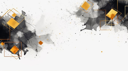 Abstract watercolor artwork mixed with buzzy geometric shapes for background of social media banner generative AI imageの素材