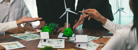 Green energy business company meeting with business people planning and discuss marketing of...