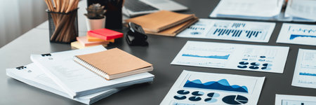 Data analysis financial document for corporate accountant auditor on meeting table in corporate office. Business intelligence dashboard paper for business marketing strategy planning. Insightの写真素材