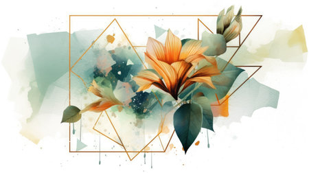 Watercolor abstract design for background of wedding or buzzy social media banner generative AIの素材