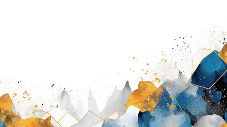 Abstract watercolor artwork mixed with buzzy geometric shapes for background of social media banner generative AI imageの素材