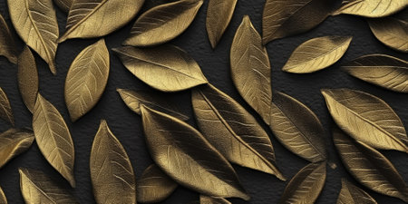 Dry Gold Black leaves Surface textured background, realism, realistic, hyper realistic. Generative AI image weber.の素材