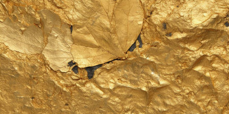 Dry Gold Green leaves Surface textured background, realism, realistic, hyper realistic. Generative AI image weber.の素材