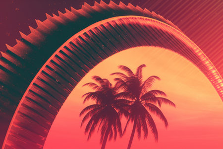 Synthwave Triangle, photorealistic. Generative AI image weber.の素材