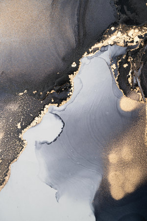Original artwork photo of marble ink abstract art. High resolution photograph from exemplary original painting. Abstract painting was painted on HQ paper texture to create smooth marbling pattern.の写真素材