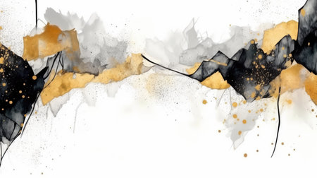 Abstract watercolor artwork mixed with buzzy geometric shapes for background of social media banner generative AI imageの素材