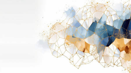 Abstract watercolor artwork mixed with buzzy geometric shapes for background of social media banner generative AI imageの素材