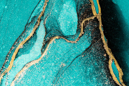 Original artwork photo of marble ink abstract art. High resolution photograph from exemplary original painting. Abstract painting was painted on HQ paper texture to create smooth marbling pattern.の写真素材