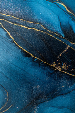 Original artwork photo of marble ink abstract art. High resolution photograph from exemplary original painting. Abstract painting was painted on HQ paper texture to create smooth marbling pattern.の写真素材