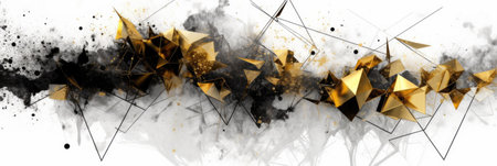 Abstract watercolor artwork mixed with buzzy geometric shapes for background of social media banner generative AI imageの素材