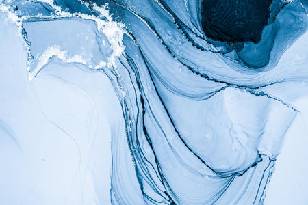 Original artwork photo of marble ink abstract art. High resolution photograph from exemplary original painting. Abstract painting was painted on HQ paper texture to create smooth marbling pattern.の写真素材